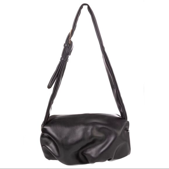 Handbags - Vegan Leather Upside Down Shoulder Bag, Black